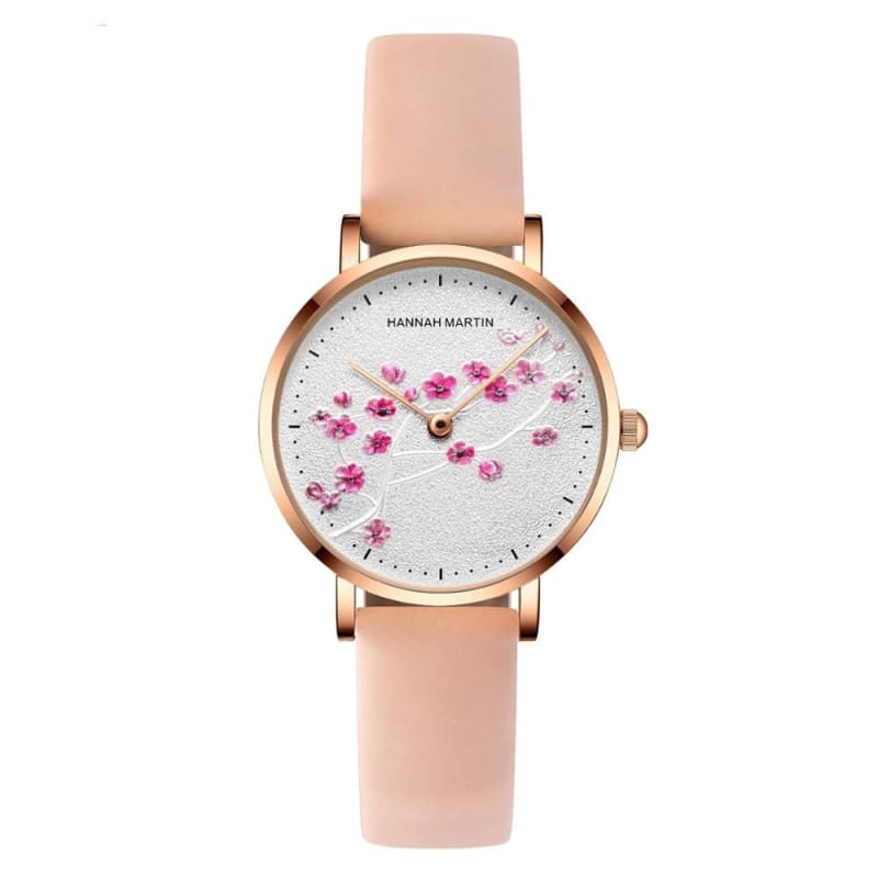 Hannah Martin Damenuhr, rosafarbenes LederarmbandSchweizer