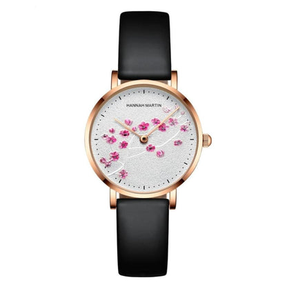 Hannah Martin Damenuhr mit schwarzem Schweizer Lederarmband