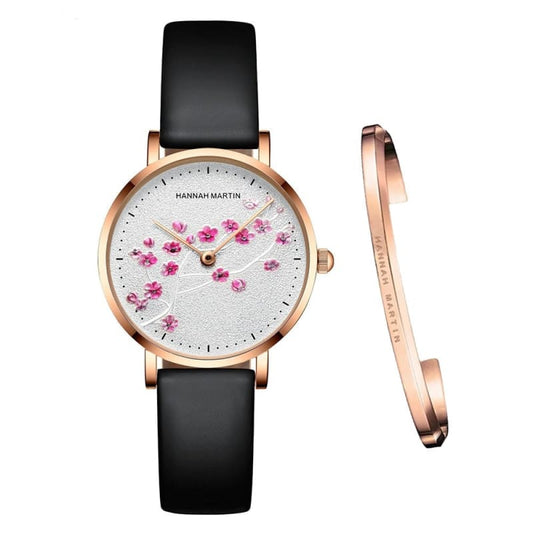 Hannah Martin Damenuhr mit schwarzem Schweizer Lederarmband
