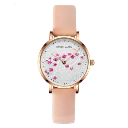 Hannah Martin Damenuhr, rosafarbenes LederarmbandSchweizer